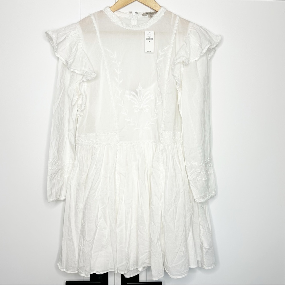 Banana Republic Esme Embroidered Mini Dress Medium white cotton Victorian dainty - Picture 8 of 16